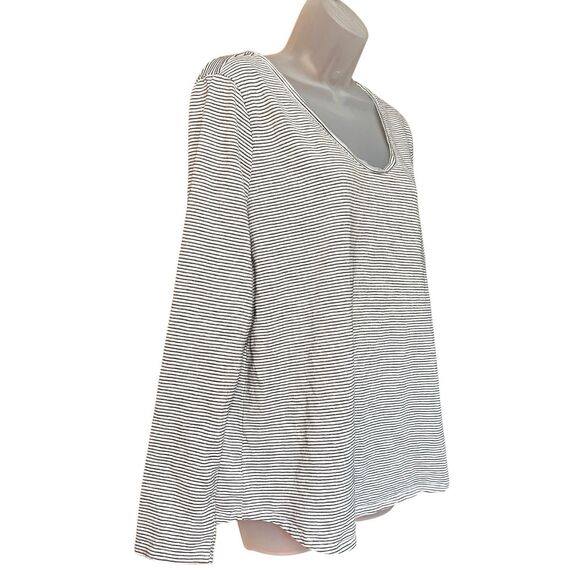 Loft Vintage Soft Black/Metallic Gold Stripe Long Sleeve Scoop Neck Top Sz XXL - Picture 5 of 9